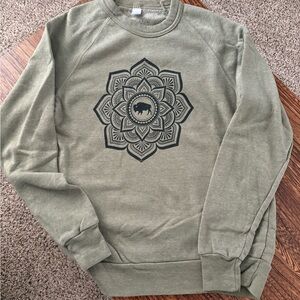 Olive Green Buffalo Mandala Print Women’s Sweatshirt